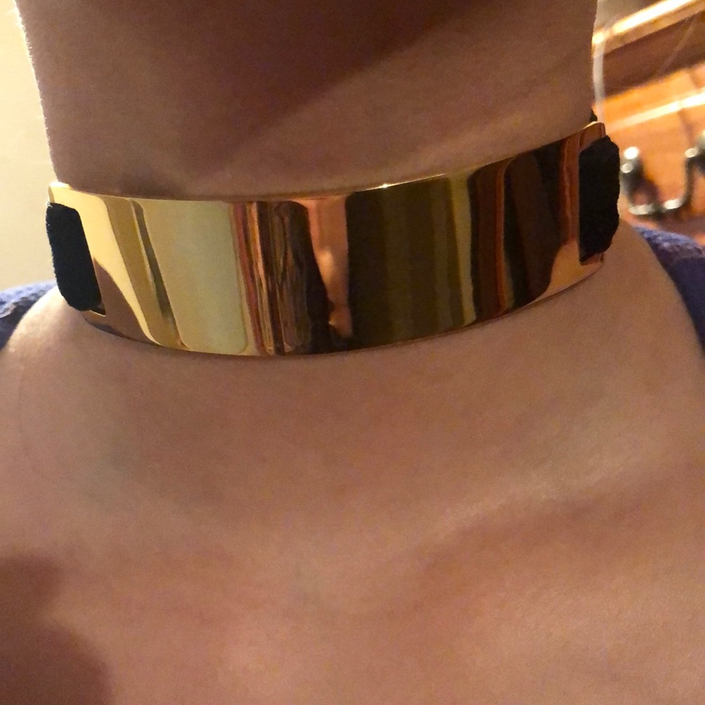New Trina Turk Choker Gold BLACK Velvet strings - Picture 3 of 12